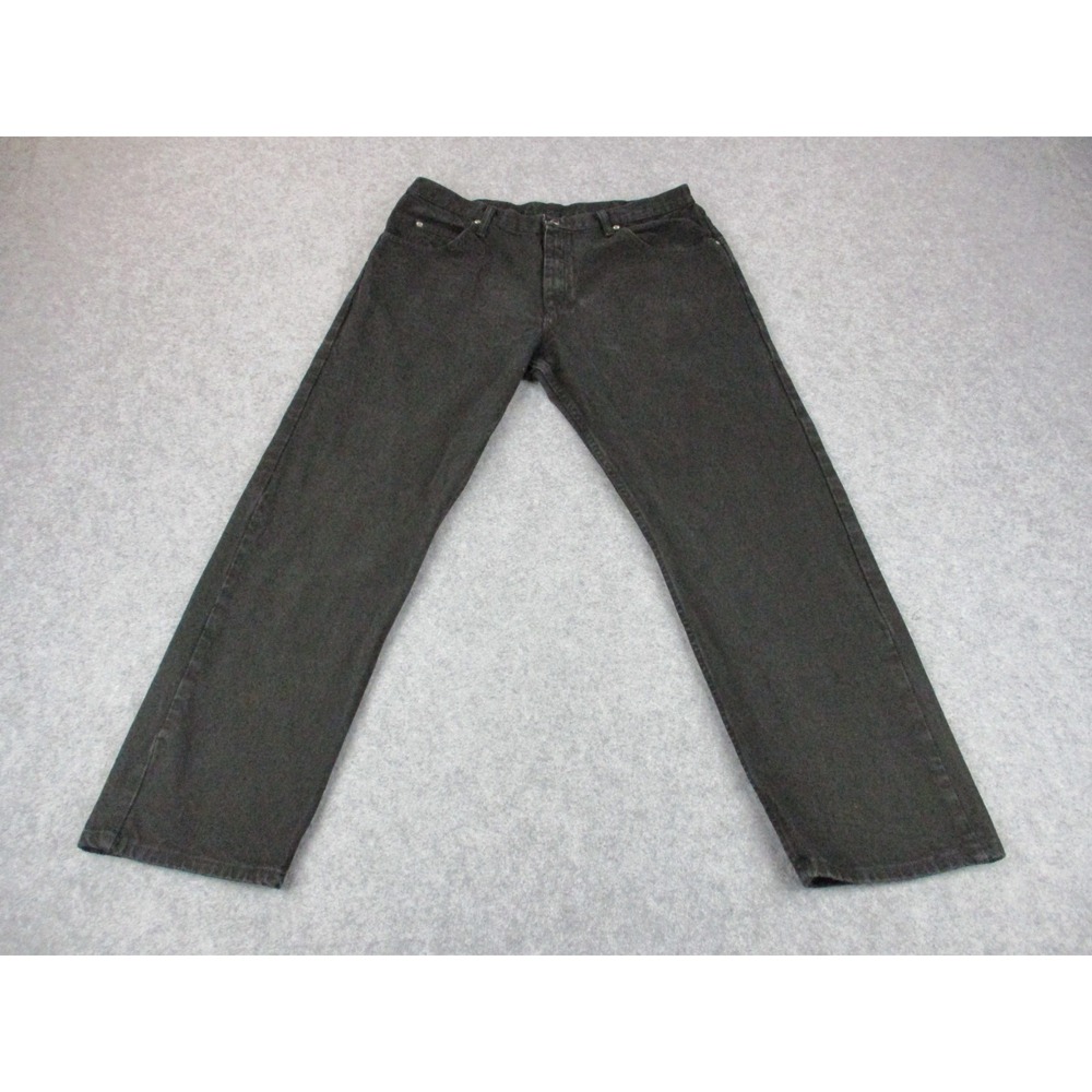 Wrangler Jeans Mens 38x30 Black Denim Straight Leg 5 Pocket Western Cowboy